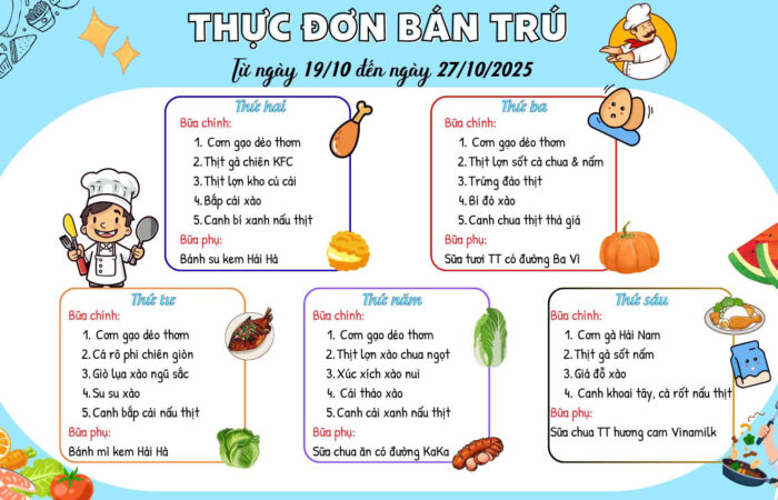 Thực đơn ăn bán trú Tuần 7